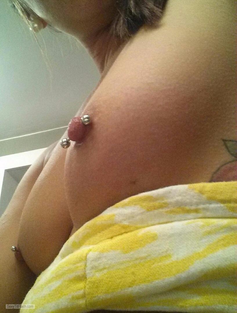 Tit Flash: My Medium Tits (Selfie) - To Hot from United StatesPierced Nipples 
